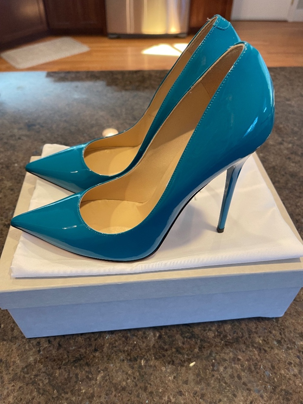 Jimmy Choo Patent Leather Turquoise Pump